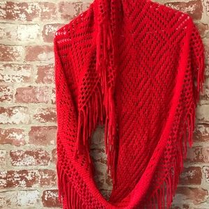 women’s warm knitted cowl neck long tassels scarf